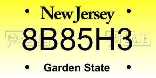 8B85H3 New Jersey License Plate