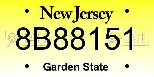 8B88151 New Jersey License Plate