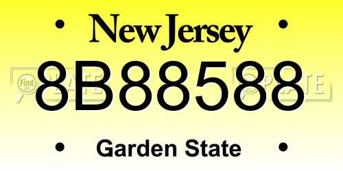 8B88588 New Jersey License Plate
