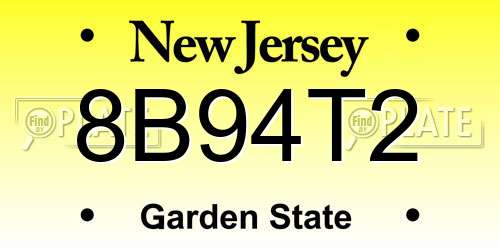 8B94T2 New Jersey License Plate