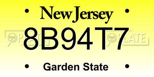 8B94T7 New Jersey License Plate