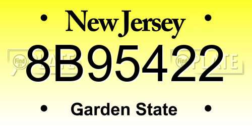 8B95422 New Jersey License Plate