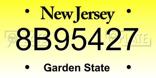 8B95427 New Jersey License Plate