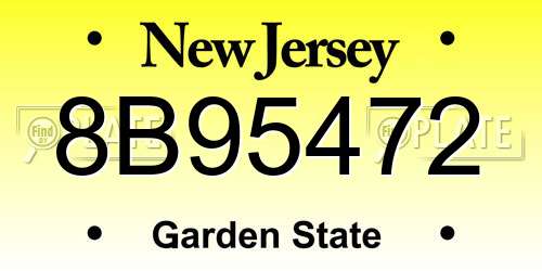 8B95472 New Jersey License Plate