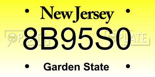 8B95S0 New Jersey License Plate