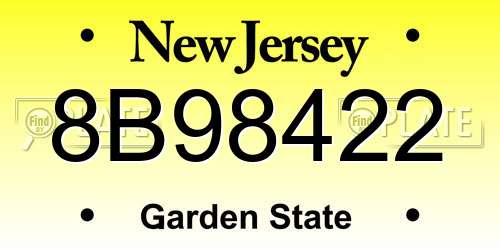 8B98422 New Jersey License Plate
