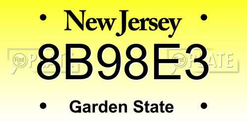 8B98E3 New Jersey License Plate