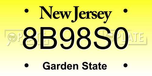 8B98S0 New Jersey License Plate