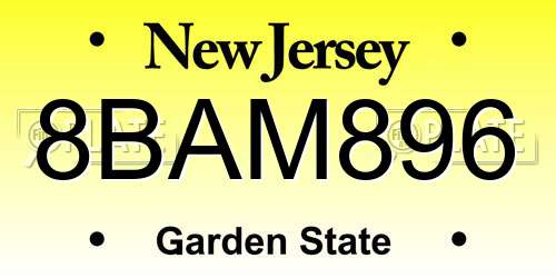 8BAM896 New Jersey License Plate