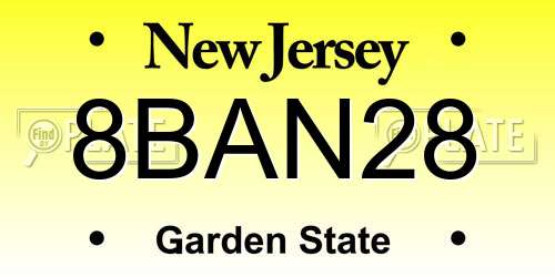 8BAN28 New Jersey License Plate