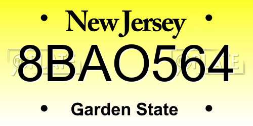 8BAO564 New Jersey License Plate