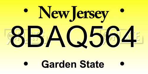 8BAQ564 New Jersey License Plate