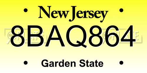 8BAQ864 New Jersey License Plate
