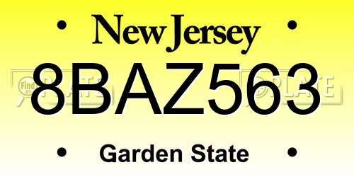 8BAZ563 New Jersey License Plate