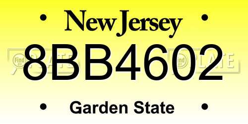 8BB4602 New Jersey License Plate