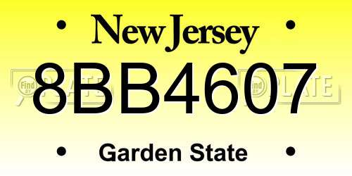 8BB4607 New Jersey License Plate