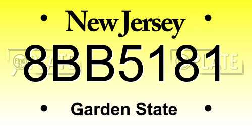 8BB5181 New Jersey License Plate