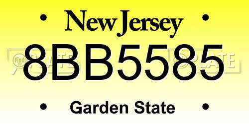 8BB5585 New Jersey License Plate