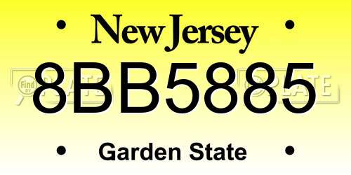 8BB5885 New Jersey License Plate