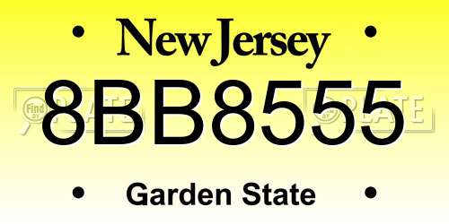 8BB8555 New Jersey License Plate