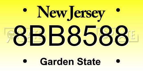 8BB8588 New Jersey License Plate