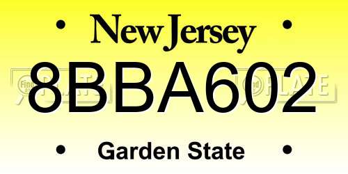 8BBA602 New Jersey License Plate