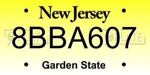 8BBA607 New Jersey License Plate