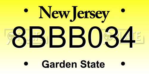 8BBB034 New Jersey License Plate