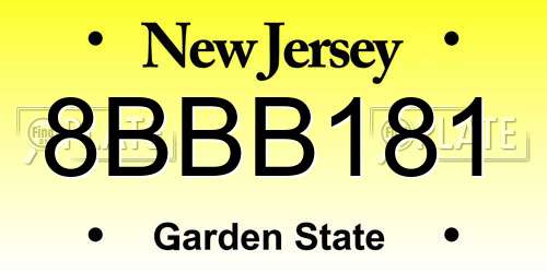 8BBB181 New Jersey License Plate
