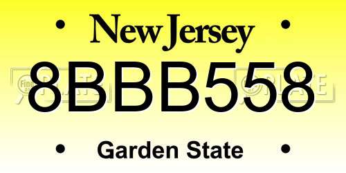 8BBB558 New Jersey License Plate