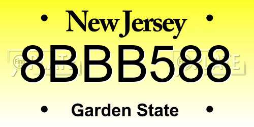 8BBB588 New Jersey License Plate