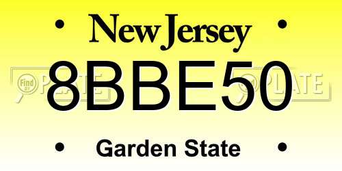8BBE50 New Jersey License Plate