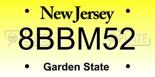 8BBM52 New Jersey License Plate