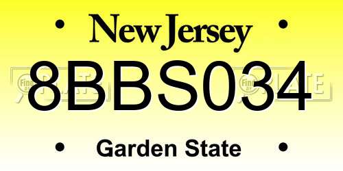 8BBS034 New Jersey License Plate