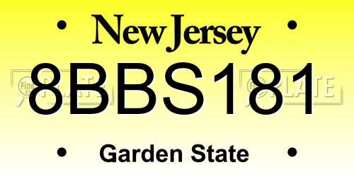 8BBS181 New Jersey License Plate