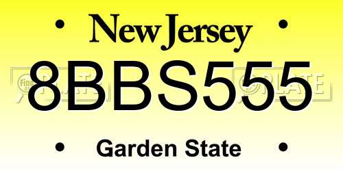 8BBS555 New Jersey License Plate