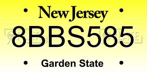 8BBS585 New Jersey License Plate