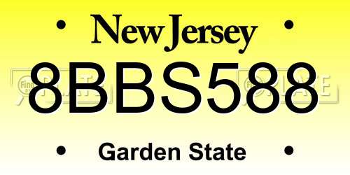 8BBS588 New Jersey License Plate
