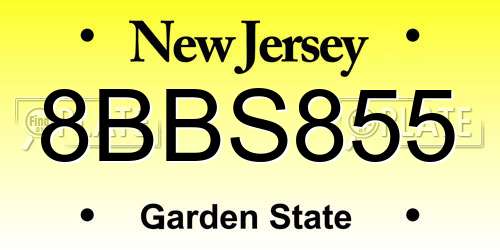 8BBS855 New Jersey License Plate