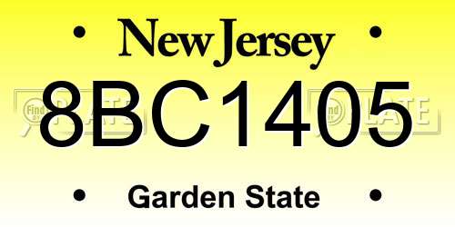 8BC1405 New Jersey License Plate