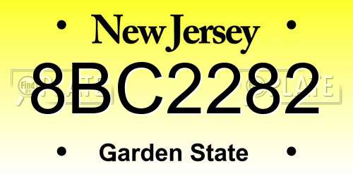 8BC2282 New Jersey License Plate