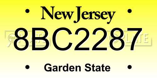 8BC2287 New Jersey License Plate