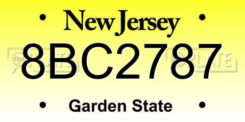 8BC2787 New Jersey License Plate