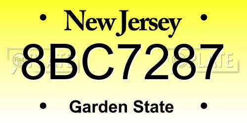 8BC7287 New Jersey License Plate