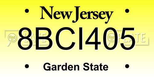 8BCI405 New Jersey License Plate