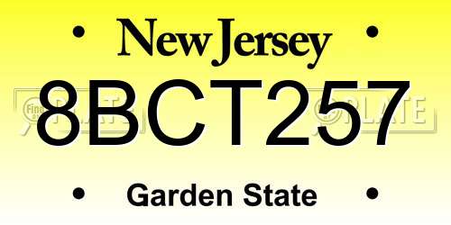 8BCT257 New Jersey License Plate