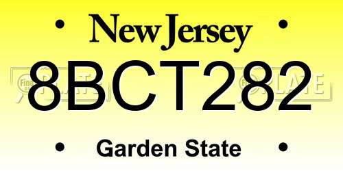 8BCT282 New Jersey License Plate