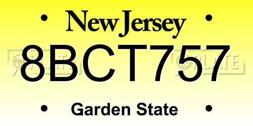 8BCT757 New Jersey License Plate