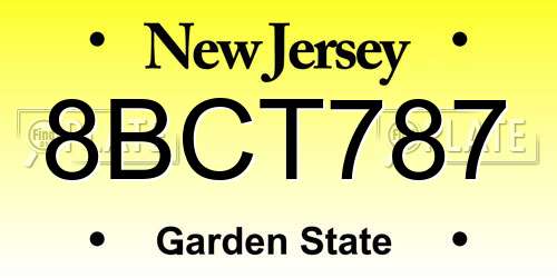 8BCT787 New Jersey License Plate