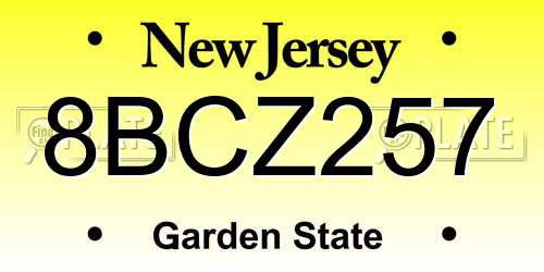 8BCZ257 New Jersey License Plate